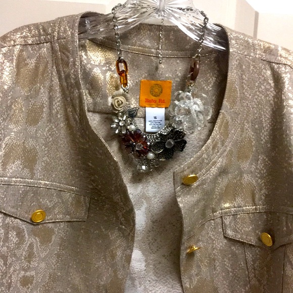 Gold Snake-Print Jean Style Jacket - Picture 3 of 11